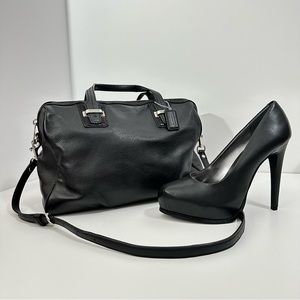 Coach Black Soft Leather Satchel Crossbody Medium
